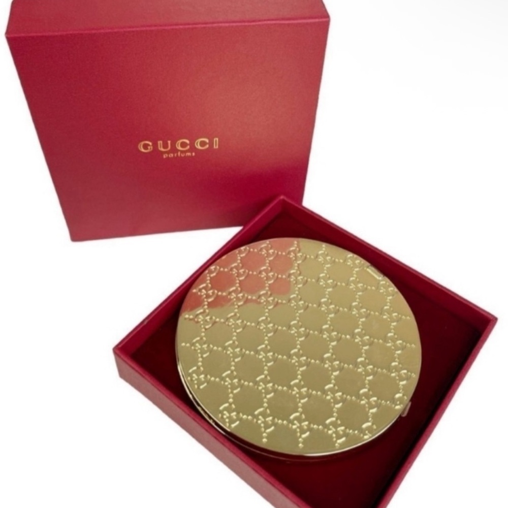 NWT Gucci Gold Monogram Compact Mirror - Picture 2 of 5